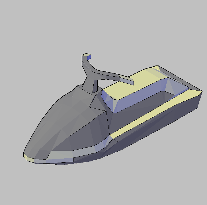 Bloque Autocad Vista de Moto acuática Bibliot. 2D-3D en 3D